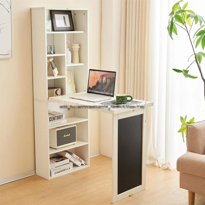 Bàn làm việc kết hợp kệ sách tiết kiệm diện tích-1