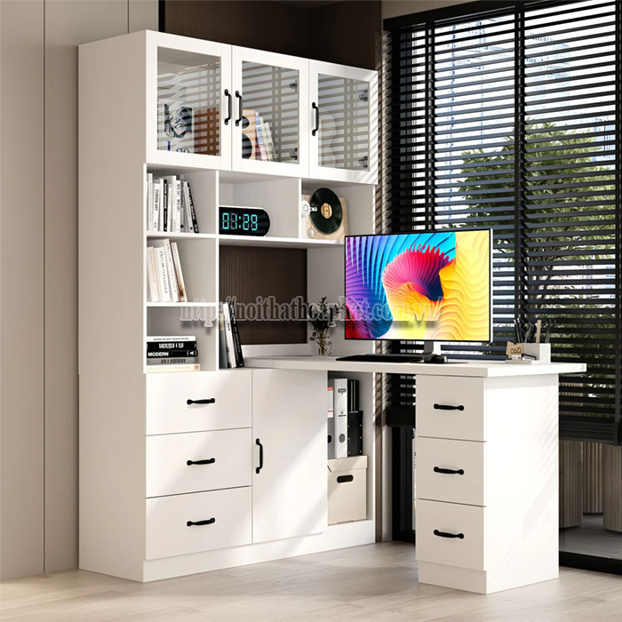 Bàn làm việc kết hợp kệ sách tiết kiệm diện tích-2