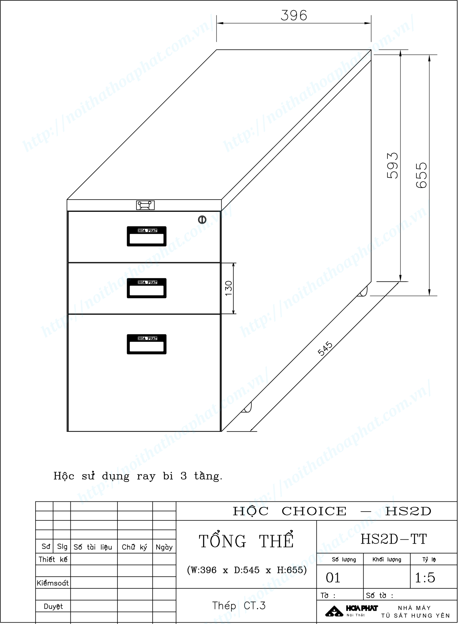 Bản vẽ kỹ thuật thiết kế tủ hộc di động sắt HS2D