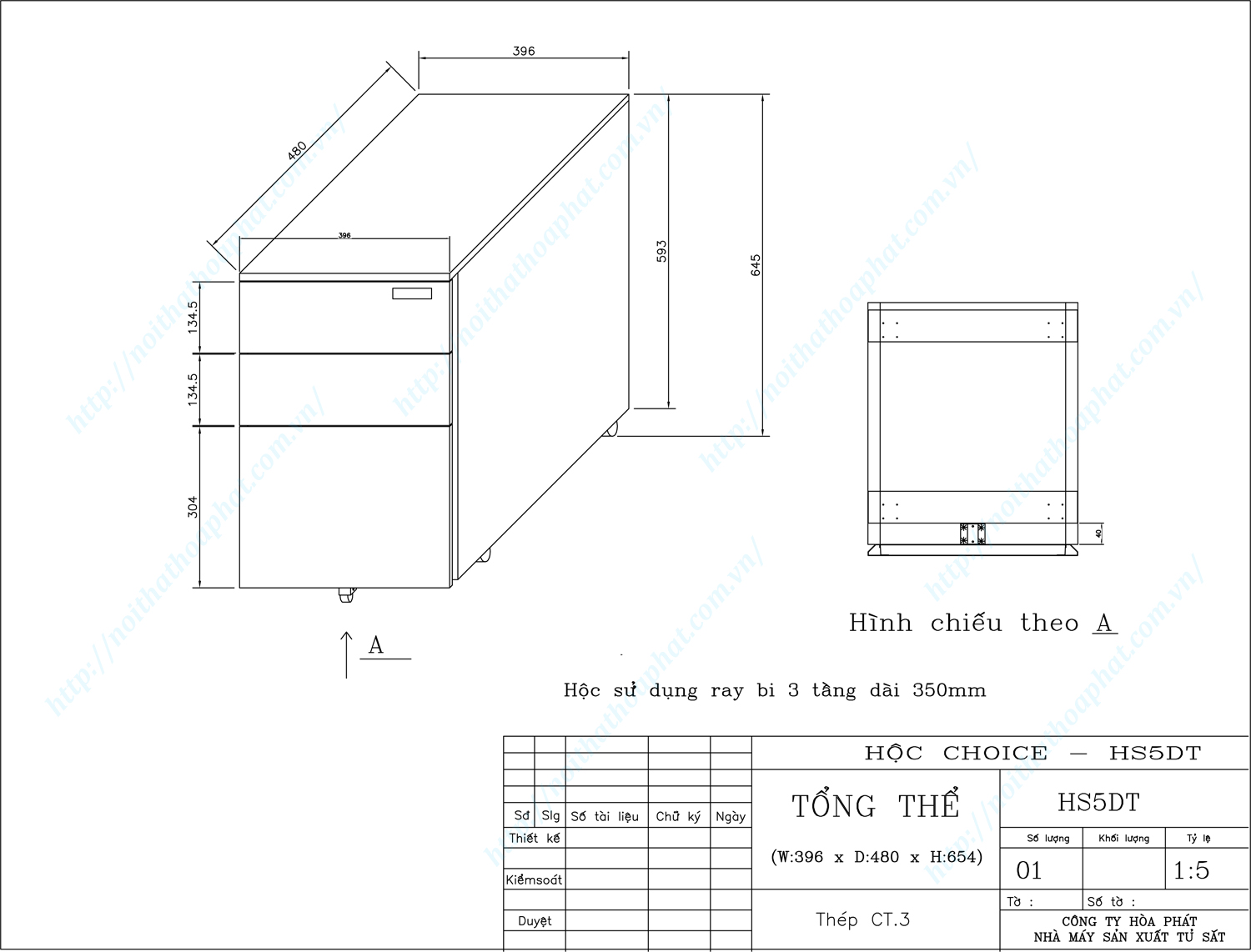 Bản vẽ kỹ thuật thiết kế hộc sắt khóa điện tử HS5DT