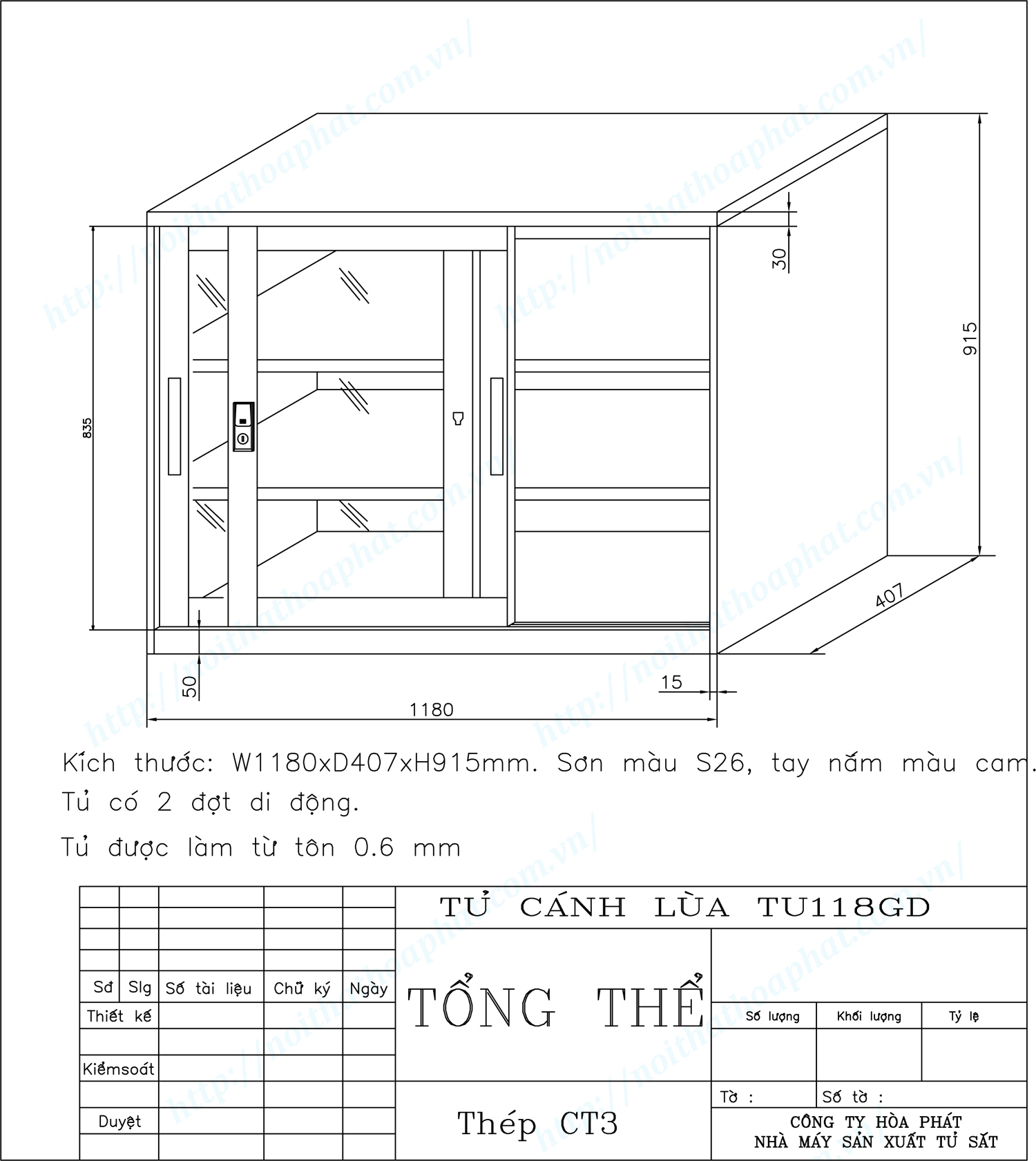 Bản vẽ kỹ thuật thiết kế tủ cánh lùa TU118GD