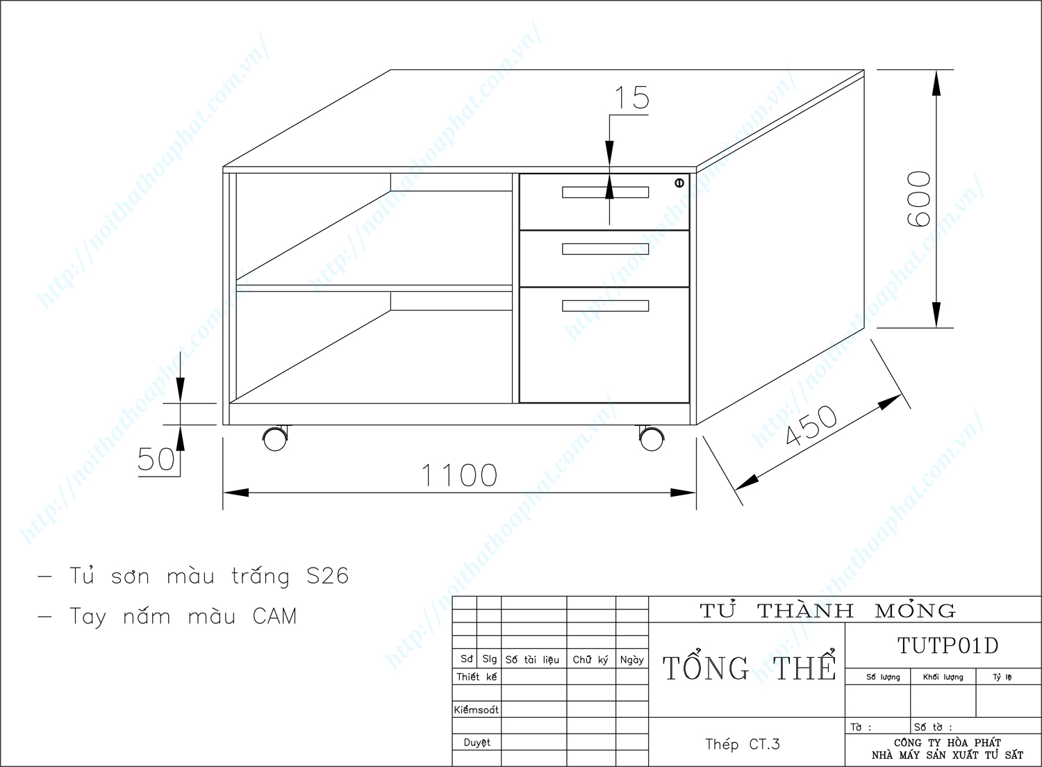 Bản vẽ kỹ thuật thiết kế tủ phụ thép TUTP01D