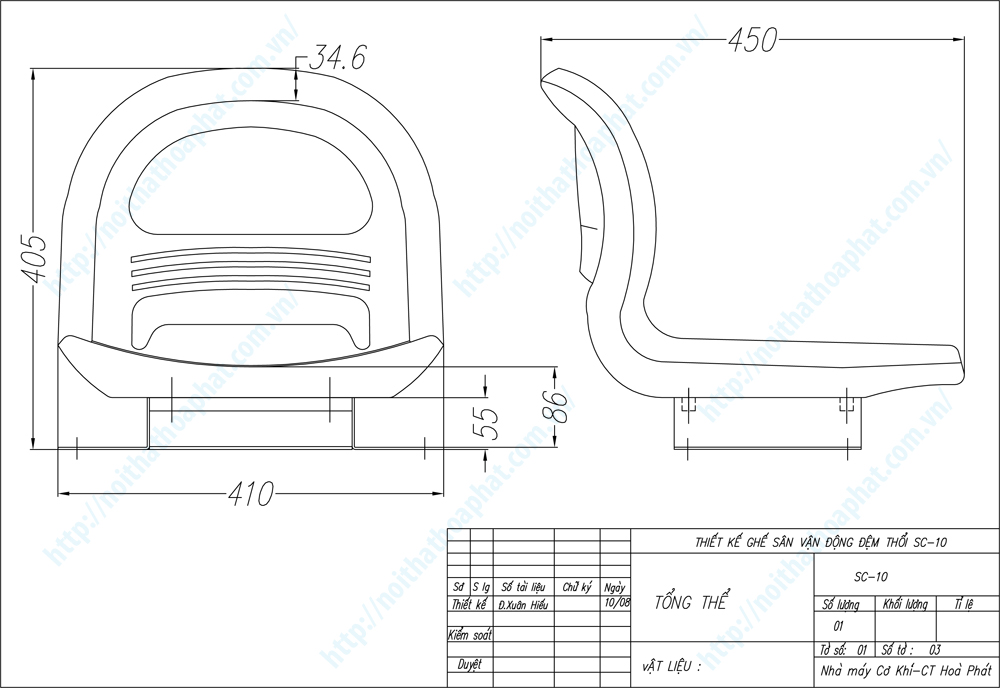 Bản vẽ thiết kế tổng thể ghế sân vận động SC10
