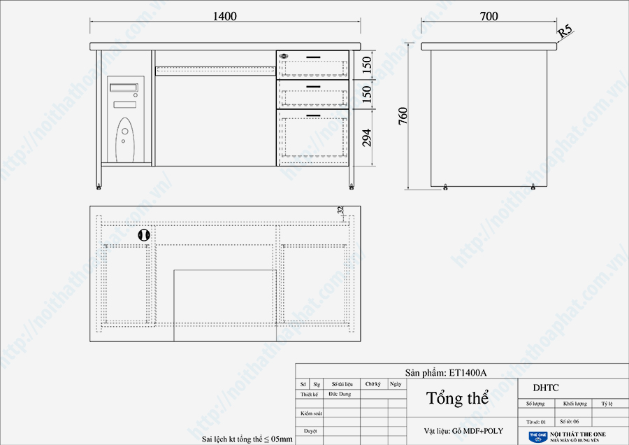 Bản vẽ thiết kế tổng thể bàn lãnh đạo ET1400A Bản vẽ thiết kế tổng thể bàn lãnh đạo ET1400A
