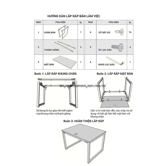 Cách Lắp Ráp Bàn Làm Việc Chân Sắt Đơn Giản
