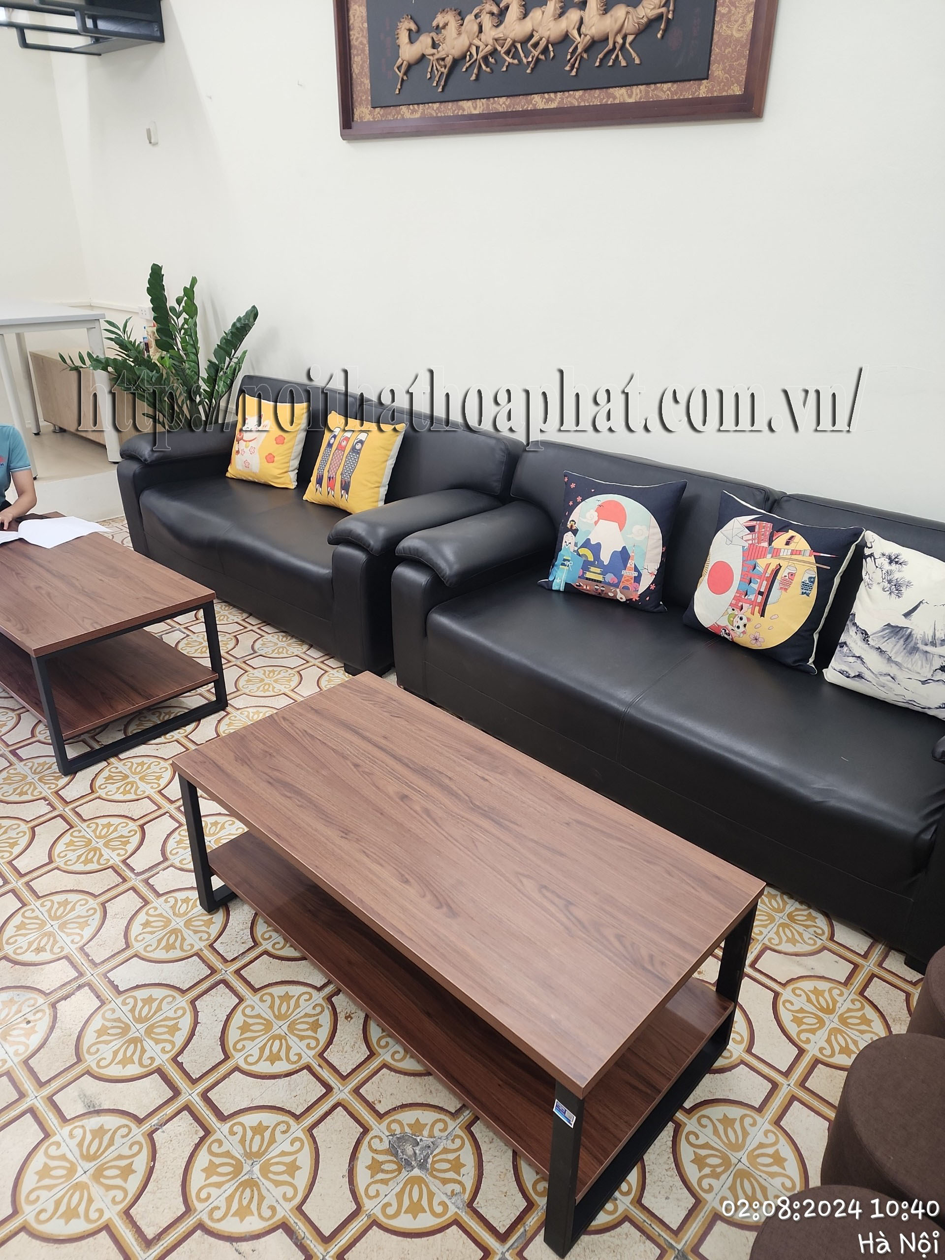 Hình ảnh thực tế bàn sofa văn phòng khung thép BSF85