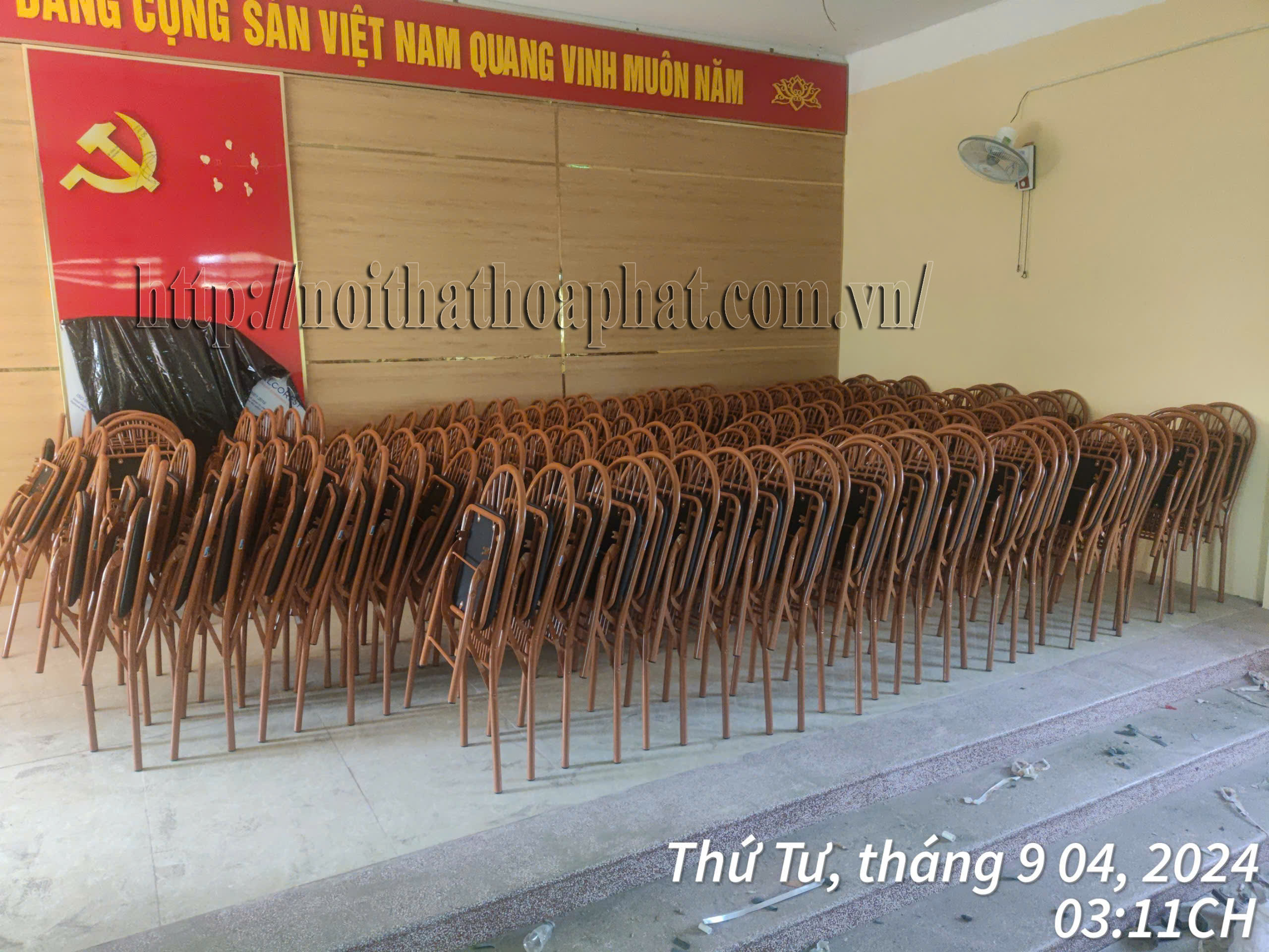 Hình ảnh thực tế ghế gấp khung thép G1499-1