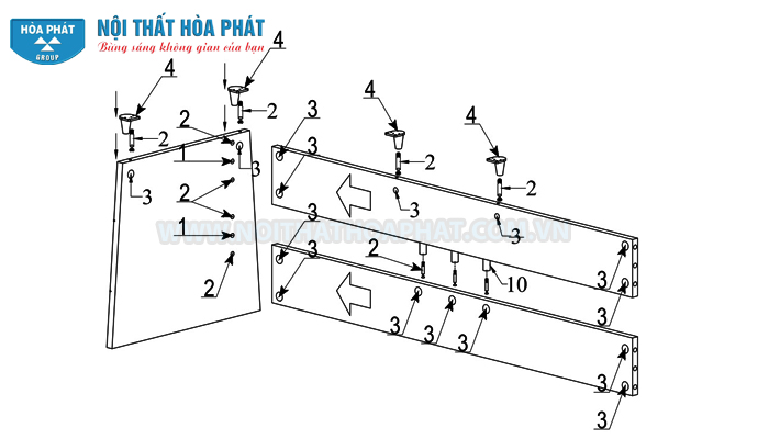 Lắp chân bàn lãnh đạo HRP1890