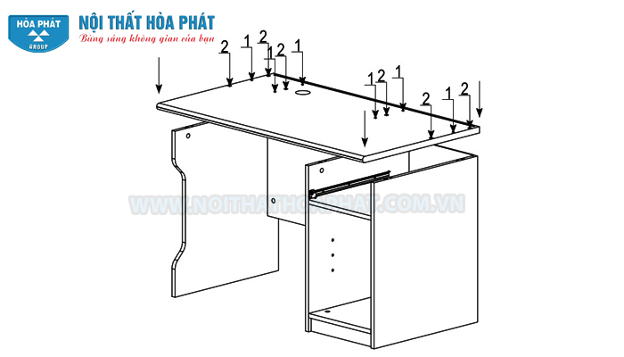 Hướng dẫn lắp đặt bàn liền giá sách NTB02