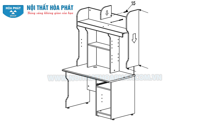 Hướng dẫn lắp đặt bàn liền giá sách NTB02