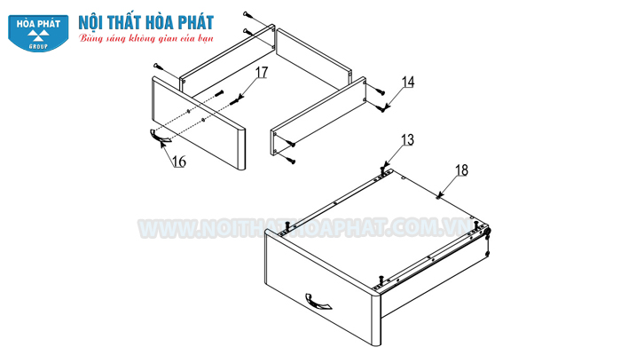 lắp khay ngăn kéo bàn NTB02