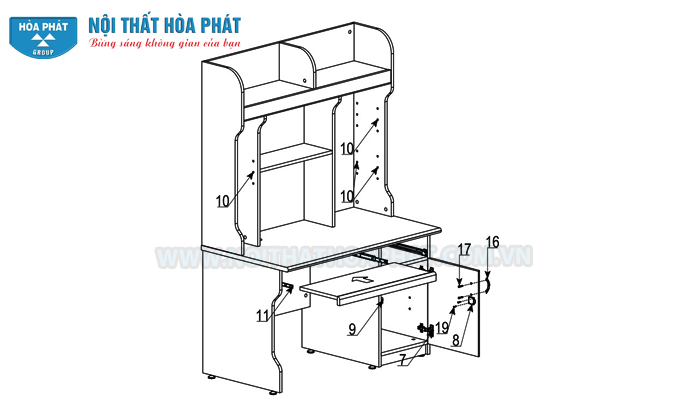 lắp khay ngăn kéo bàn NTB02