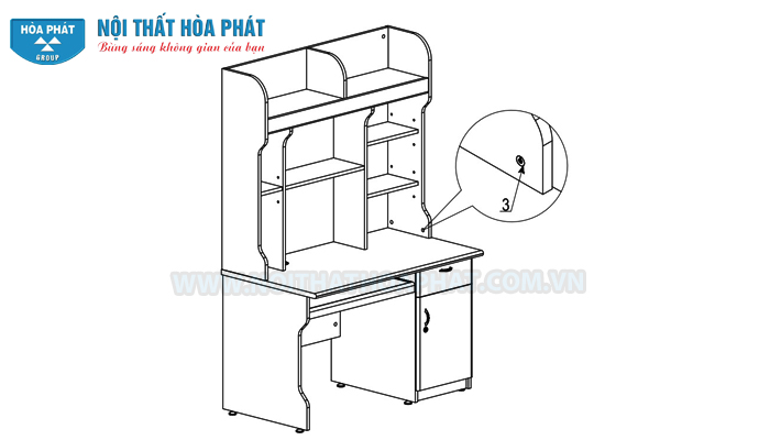 Hướng dẫn lắp đặt bàn liền giá sách NTB02