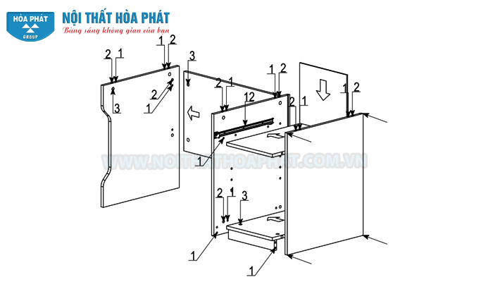 Hướng dẫn lắp đặt bàn liền giá sách NTB02