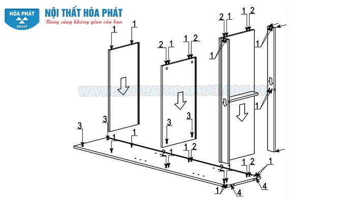 Hướng dẫn lắp đặt tủ hòa phát HP1960-3B