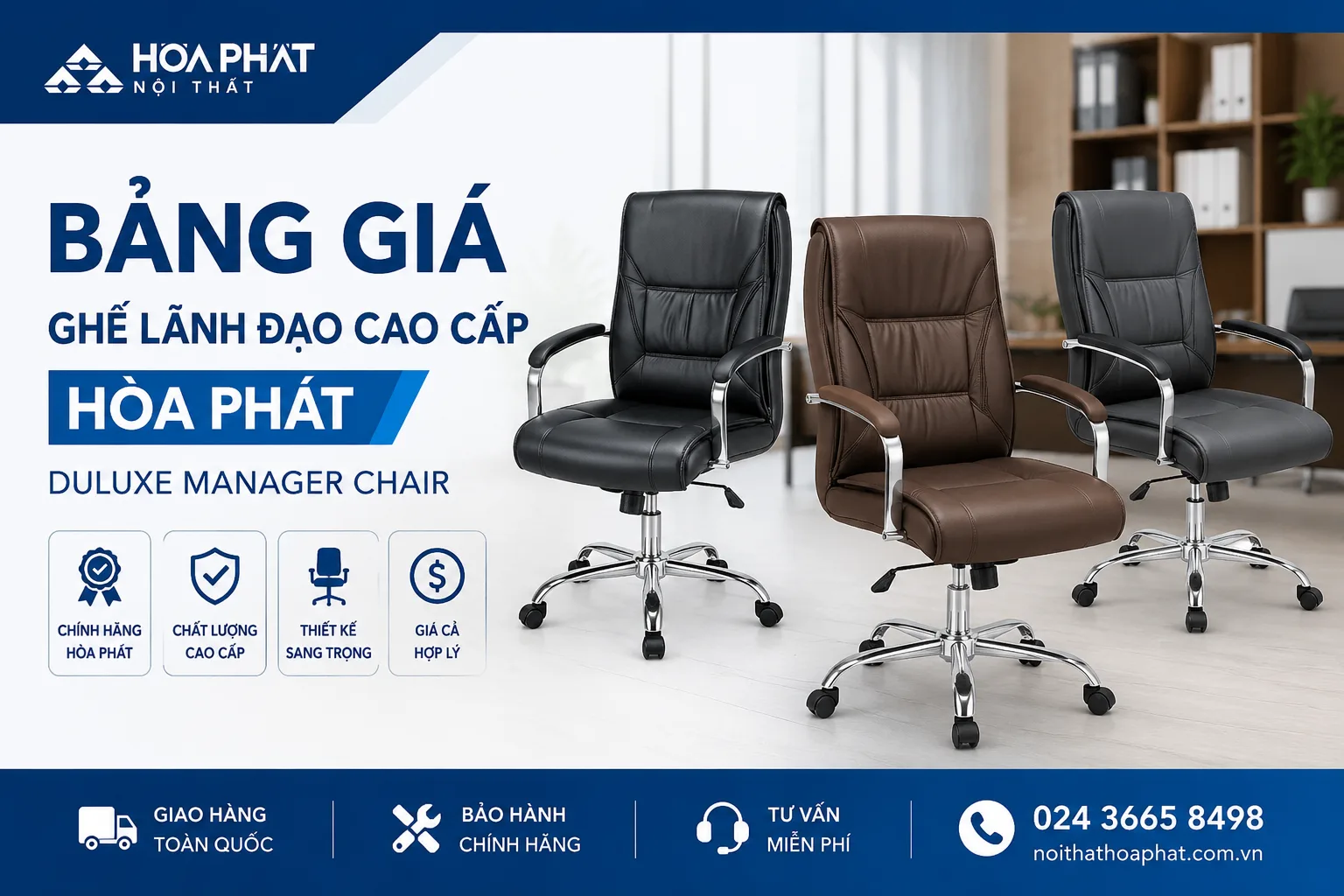 Bảng giá ghế lãnh đạo cao cấp Hòa Phát - Duluxe Manager Chair