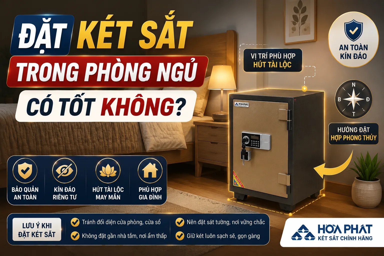 Đặt Két Sắt Trong Phòng Ngủ Có Tốt Không? Vị Trí & Hướng Đặt