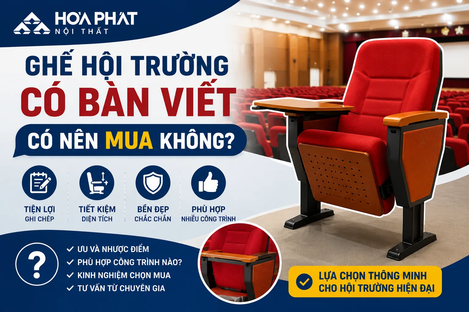 Ghế Hội Trường Có Bàn Viết: Có Nên Mua Không? | Hòa Phát