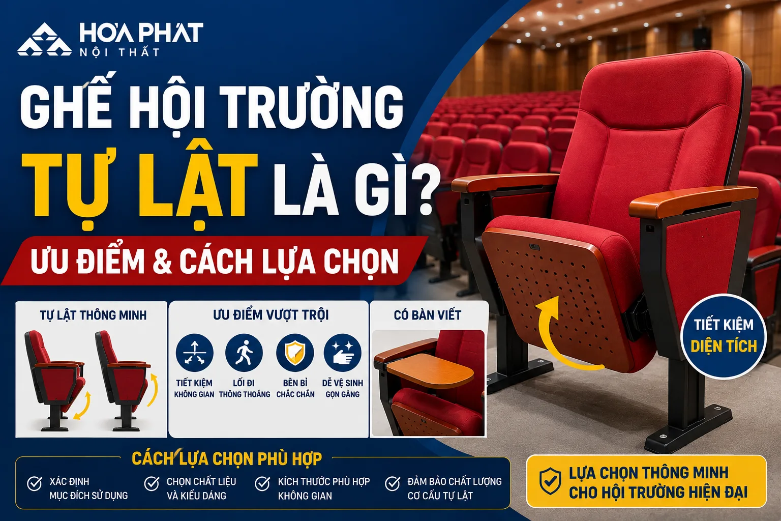 Ghế Hội Trường Tự Lật Là Gì? Ưu Điểm & Cách Chọn