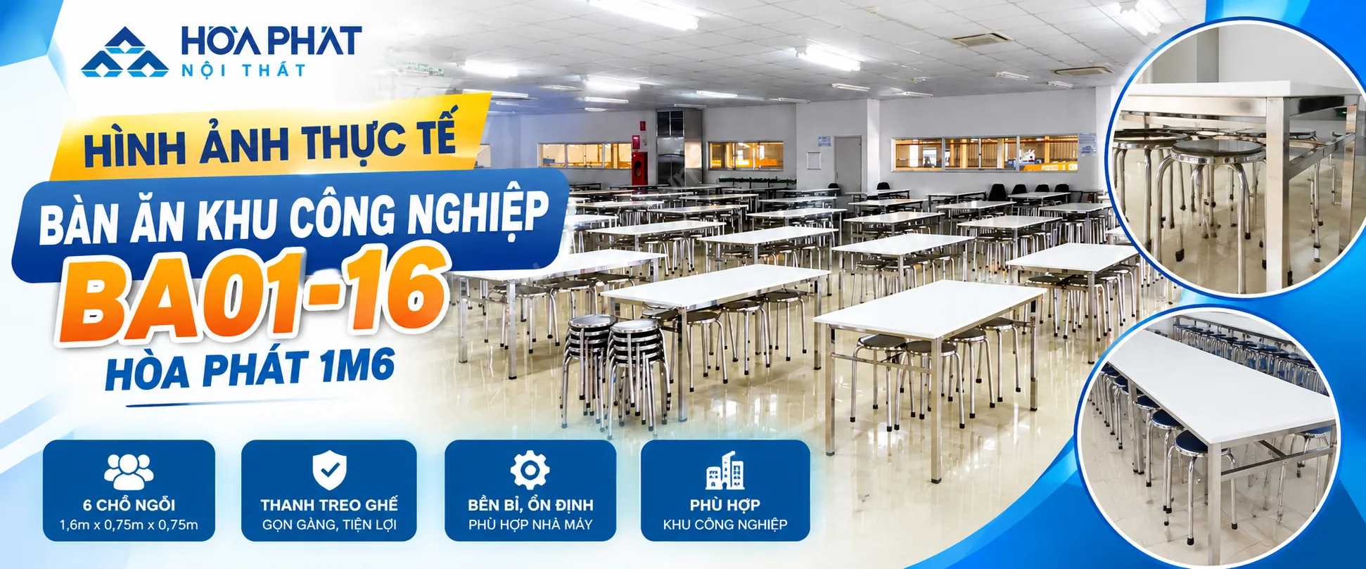 Hình Ảnh Thực Tế Bàn Ăn Khu Công Nghiệp BA01-16 Hòa Phát
