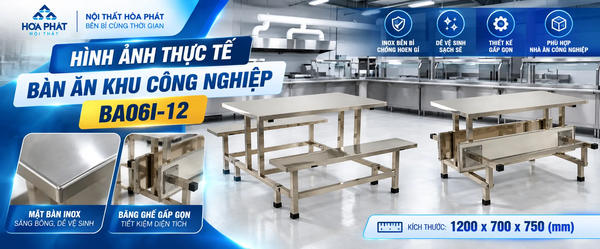Hình Ảnh Thực Tế Bàn Ăn Khu Công Nghiệp BA06I-12 Hòa Phát