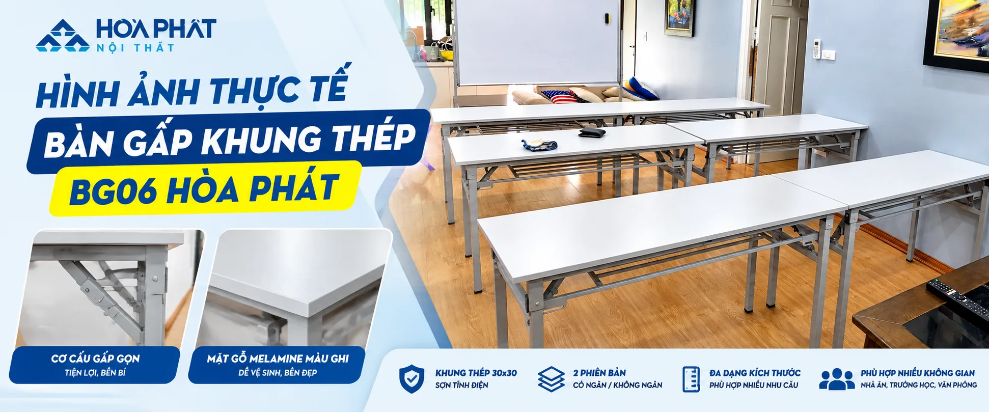 Hình Ảnh Thực Tế Bàn Gấp Khung Thép BG06 Hòa Phát