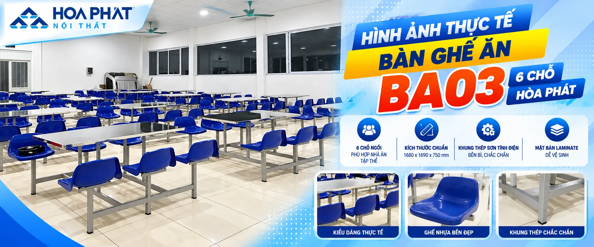 Hình Ảnh Thực Tế Bàn Ghế Ăn BA03 Hòa Phát 6 Chỗ