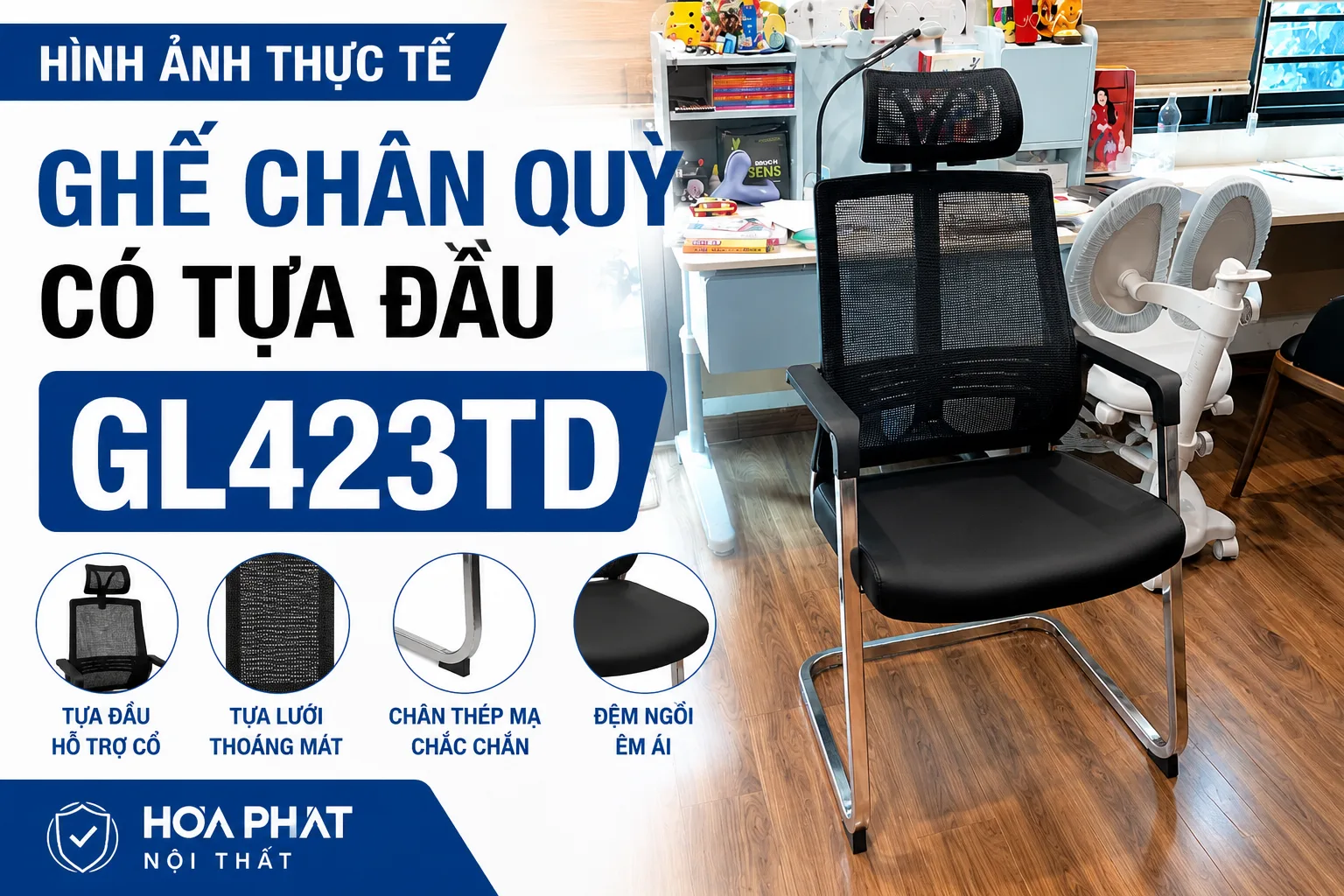 Hình ảnh thực tế ghế chân quỳ có tựa đầu GL423TD