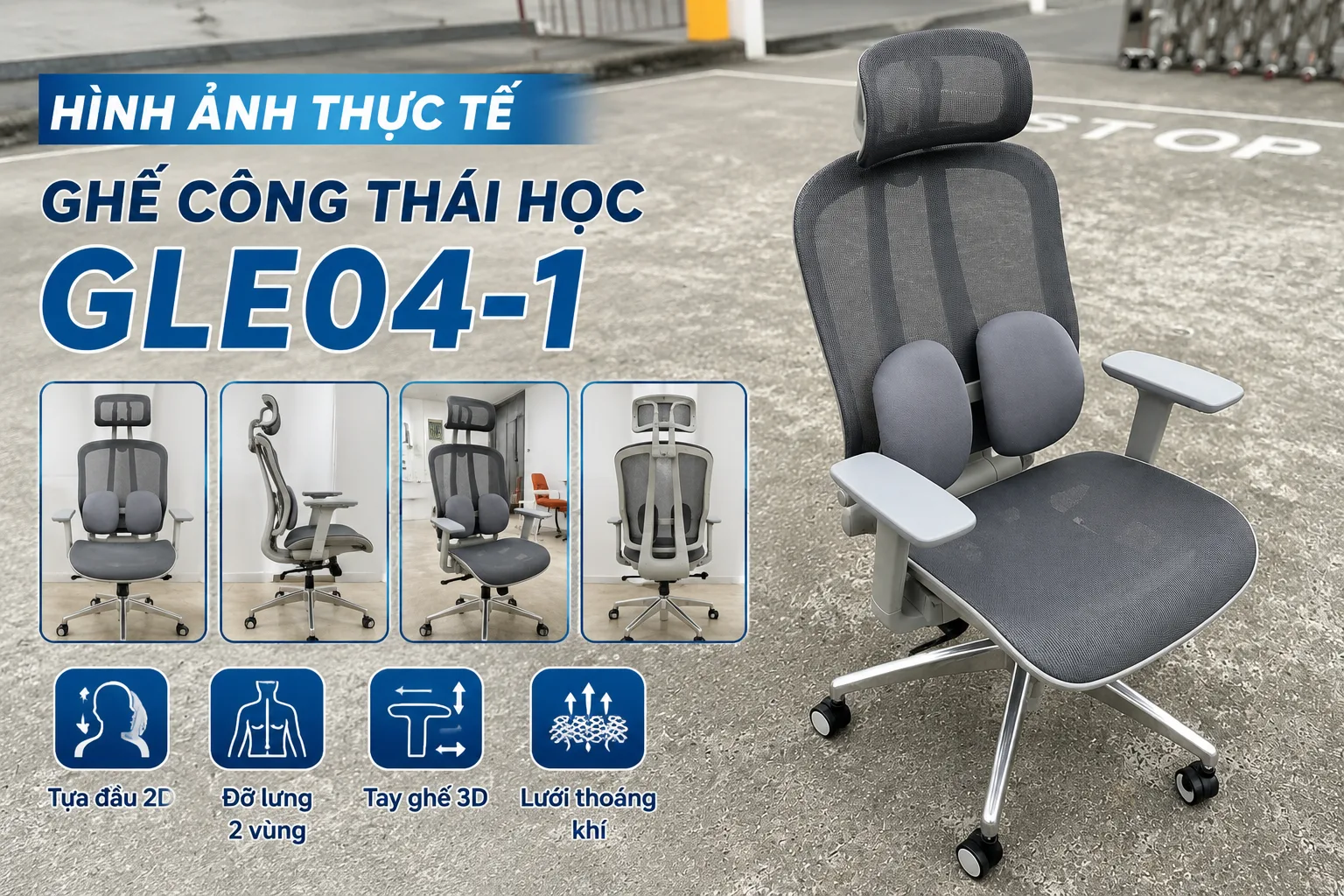 Hình ảnh thực tế Ghế Công Thái Học GLE04-1 | Nội Thất Hòa Phát
