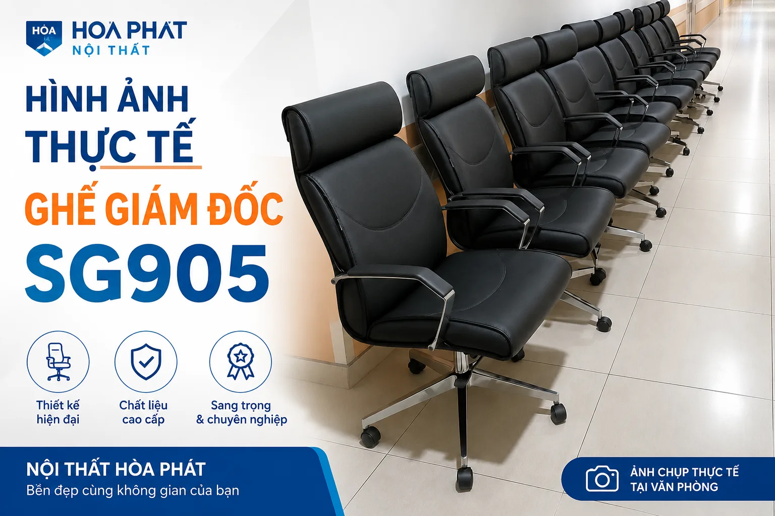 Hình ảnh thực tế ghế da Hòa Phát SG905
