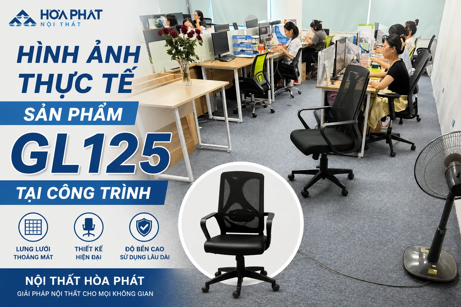 Hình ảnh thực tế Ghế GL125 tại công trình | Nội Thất Hòa Phát