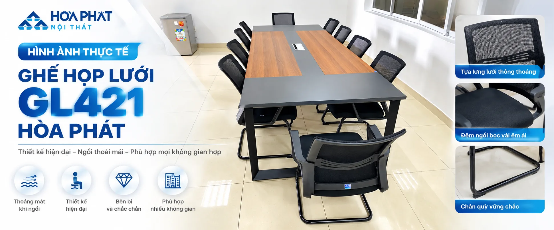 Hình Ảnh Thực Tế Ghế Họp Lưới GL421 Hòa Phát