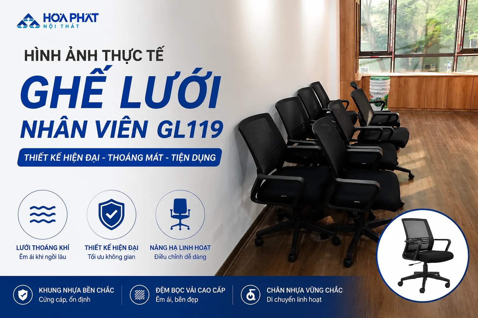 Hình ảnh thực tế ghế lưới nhân viên GL119