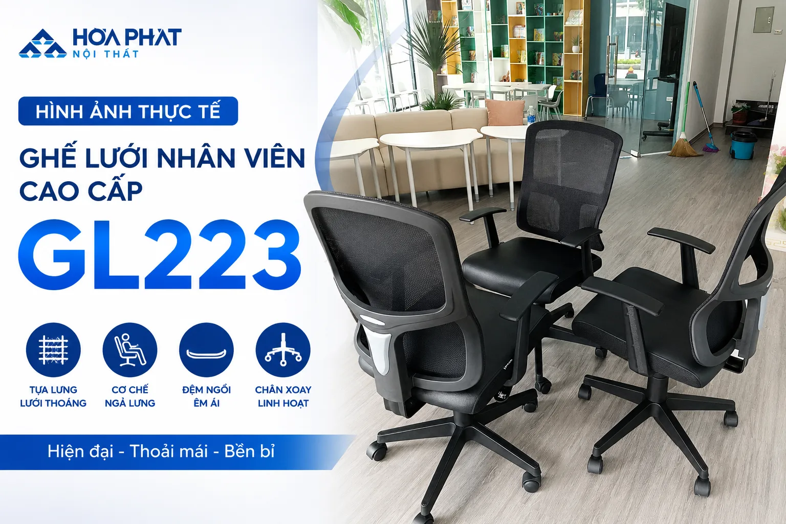 Hình ảnh thực tế ghế lưới nhân viên cao cấp GL223