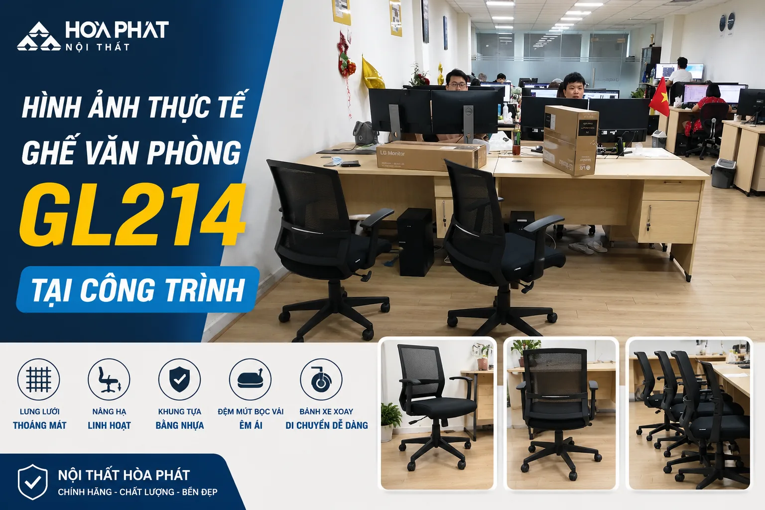 Hình Ảnh Thực Tế Ghế Văn Phòng Hòa Phát GL214 Tại Công Trình
