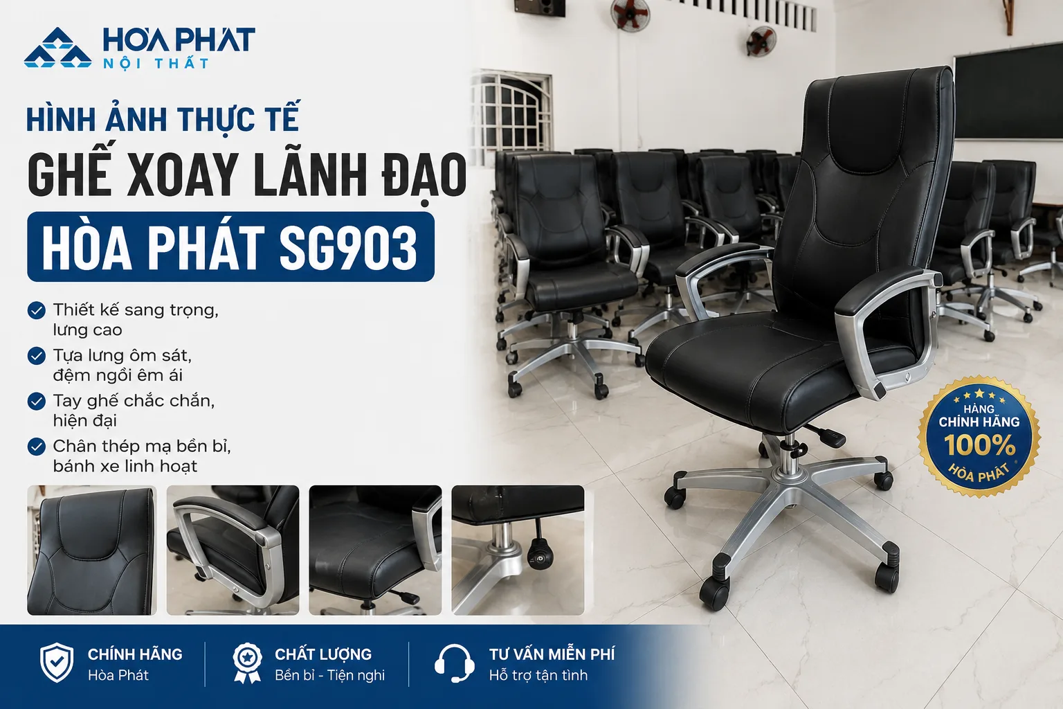 Hình ảnh thực tế Ghế xoay lãnh đạo Hòa Phát SG903