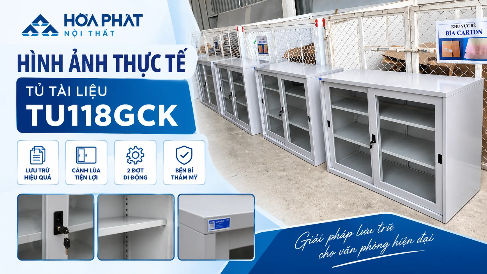 Hình Ảnh Thực Tế Tủ Tài Liệu TU118GCK Hòa Phát