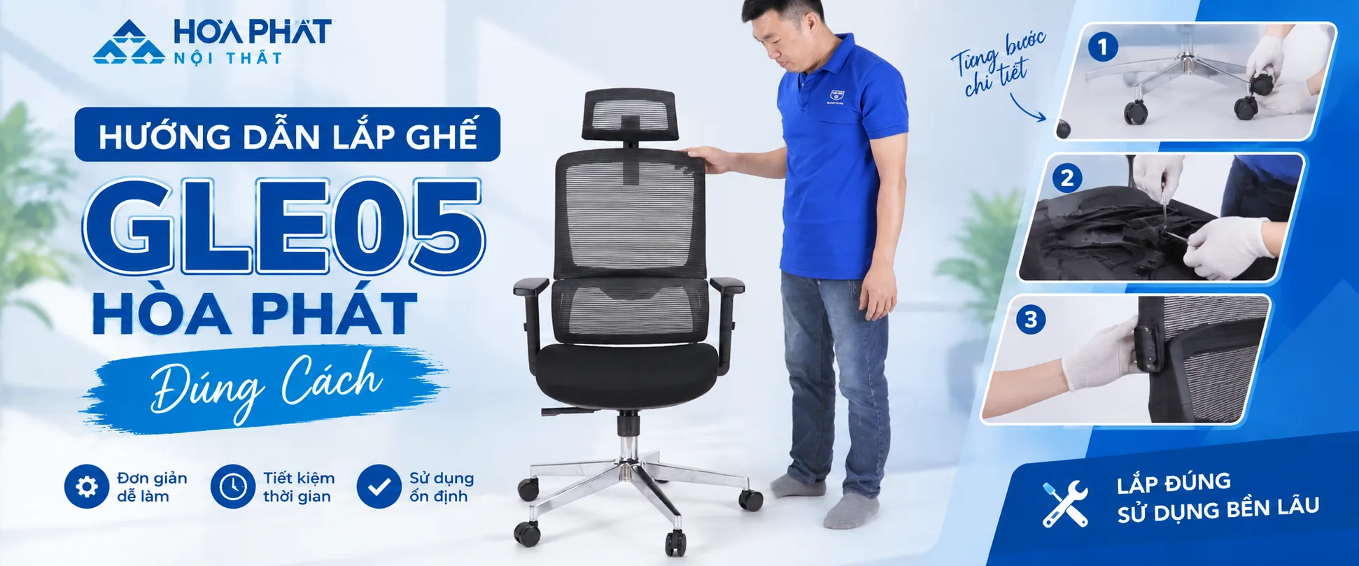 Hướng Dẫn Lắp Ghế GLE05 Hòa Phát Đúng Cách | Chi Tiết Từng Bước