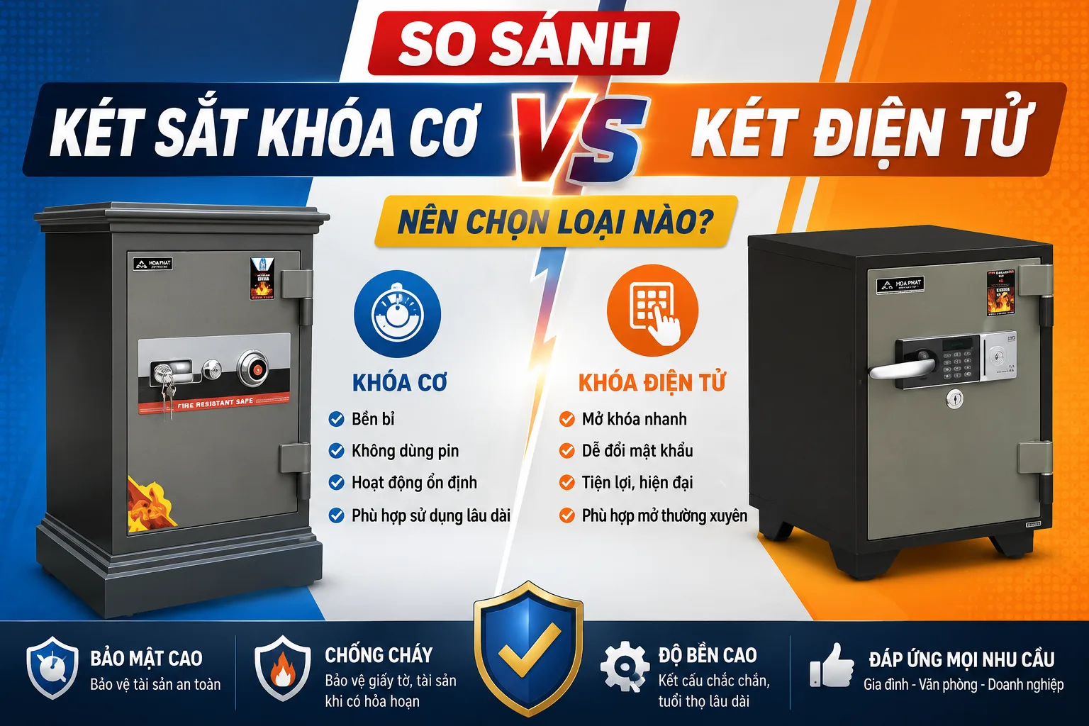 So Sánh Két Sắt Khóa Cơ Và Két Điện Tử – Nên Chọn Loại Nào?