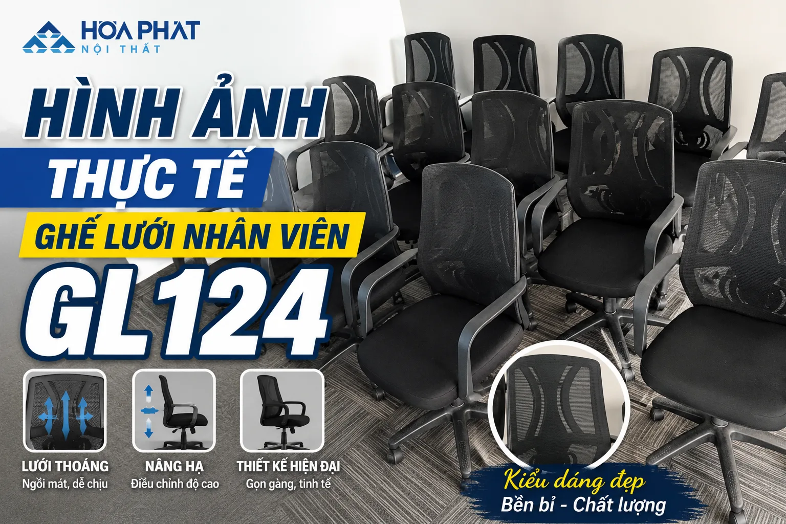 Hình ảnh thực tế ghế lưới nhân viên GL124