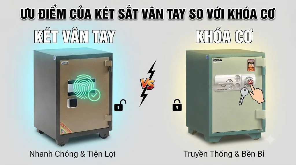 Ưu Điểm Của Két Sắt Vân Tay So Với Khóa Cơ – Nên Mua Loại Nào?