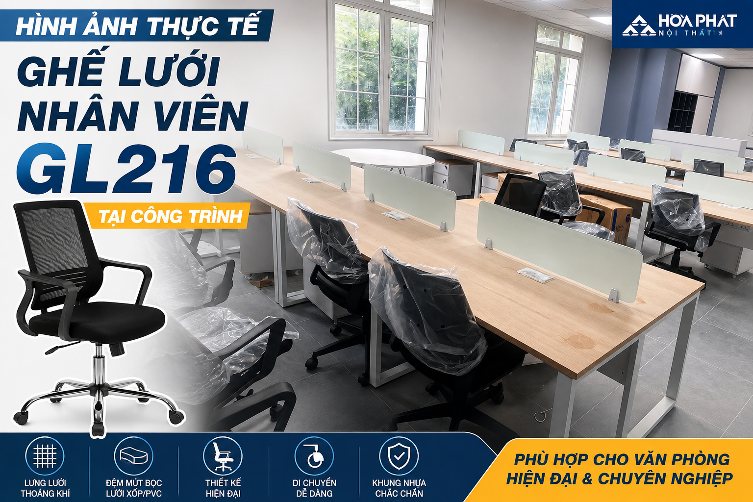 Hình ảnh thực tế ghế lưới nhân viên GL216