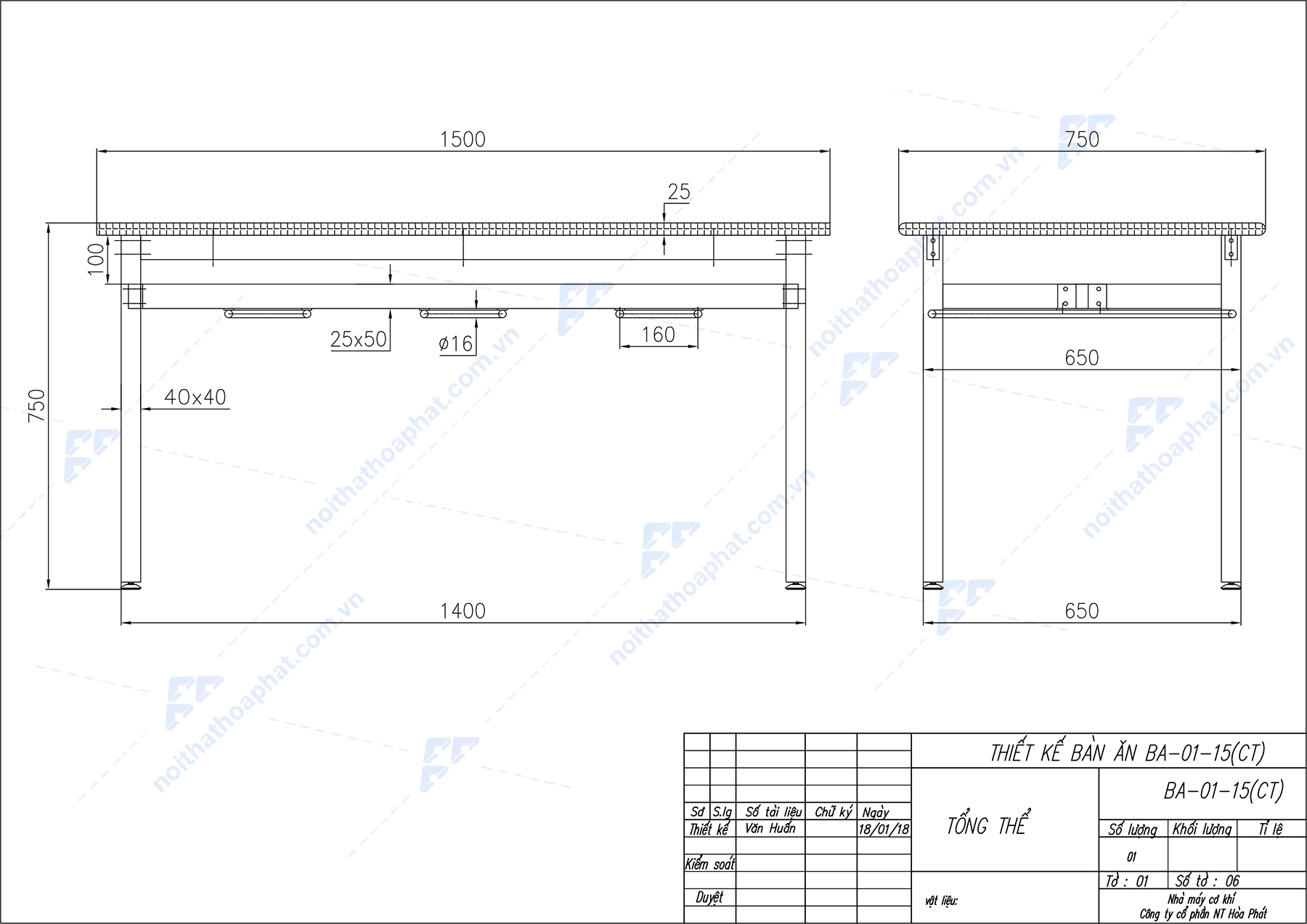 Bản Vẽ Thiết Kế B&agrave;n Ăn Nh&agrave; M&aacute;y 6 Chỗ BA01-15