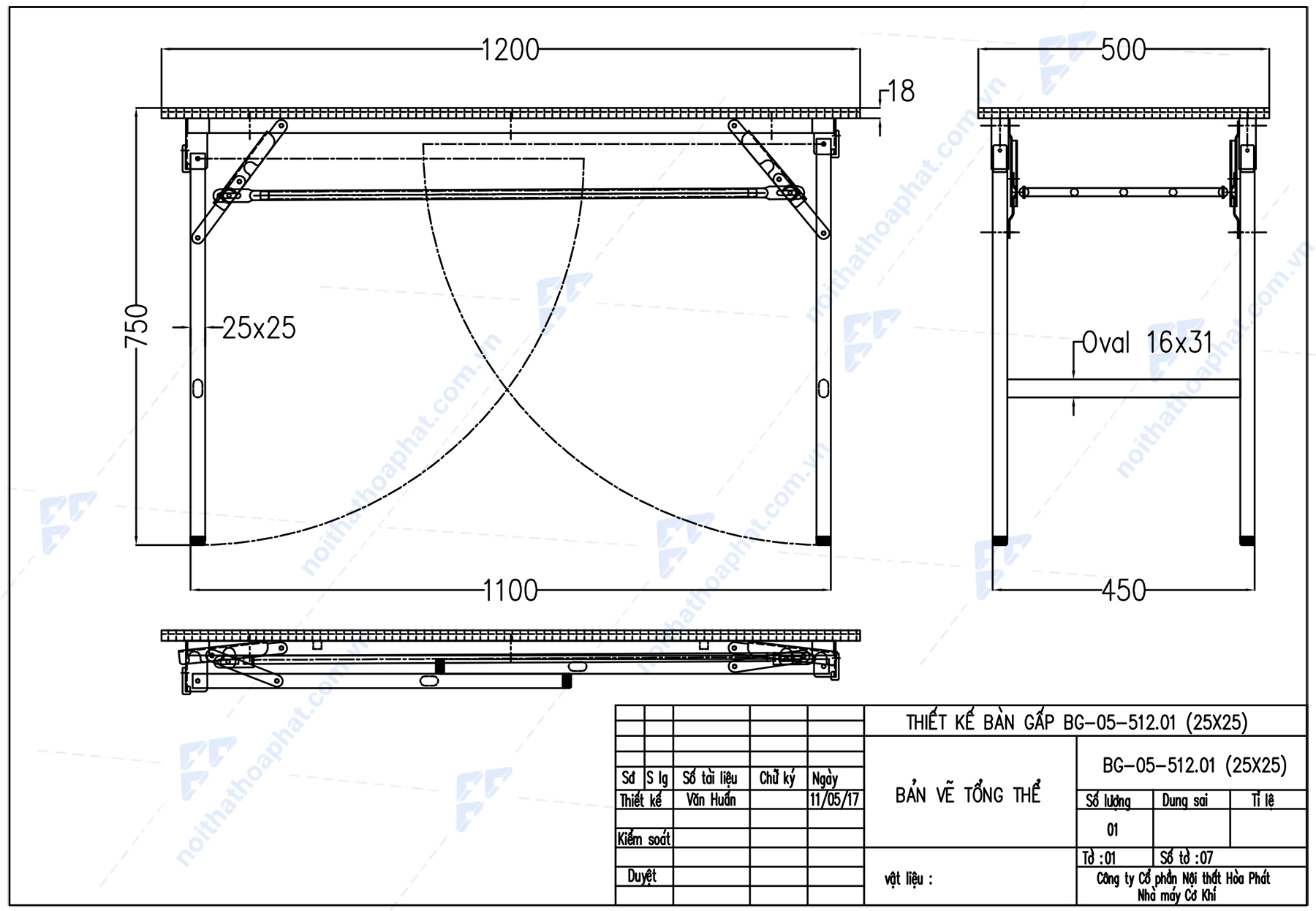 Bản Vẽ Tổng Thể B&agrave;n Ăn Gấp BG05-512 H&ograve;a Ph&aacute;t 1m2