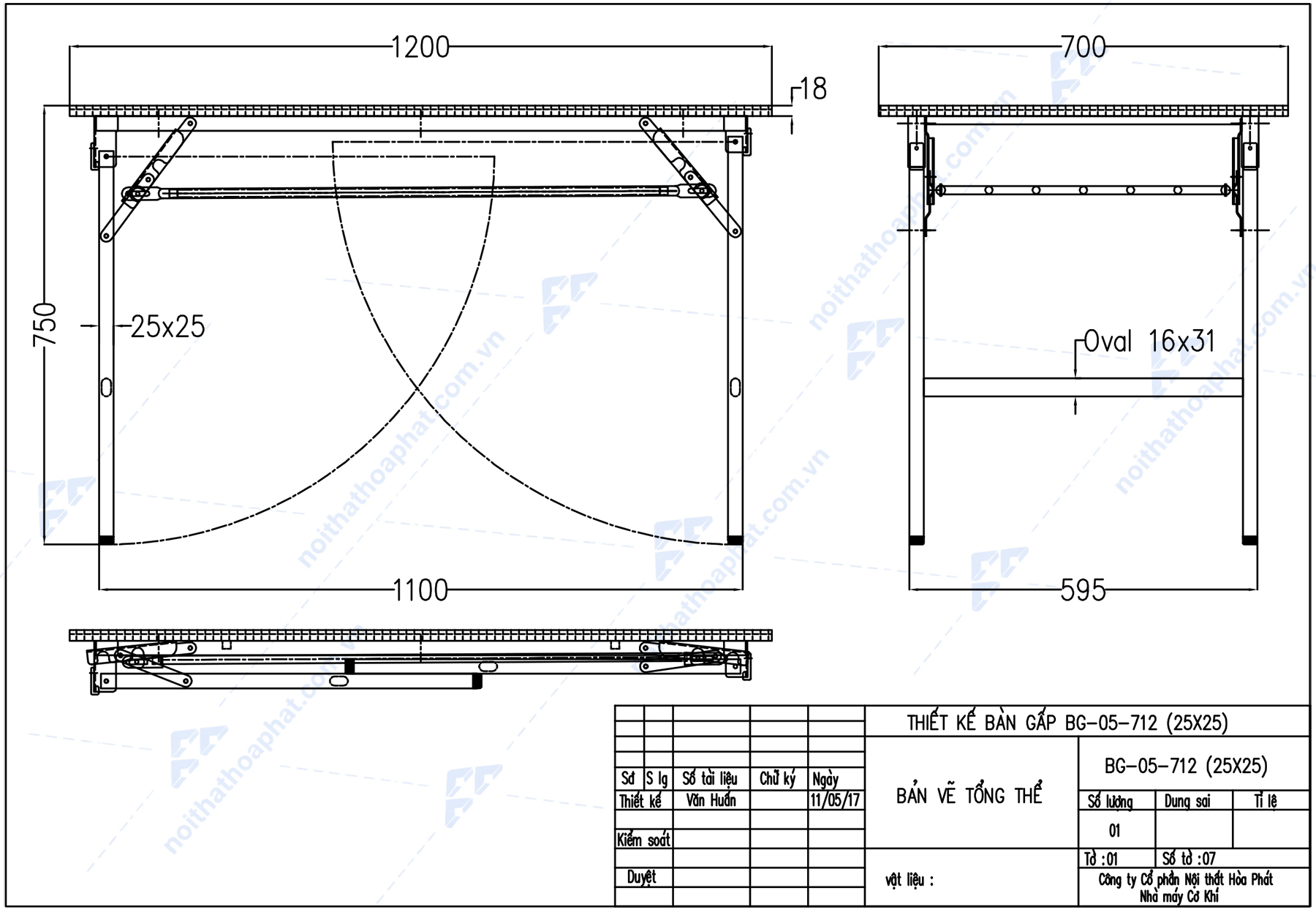 Bản Vẽ Tổng Thể B&agrave;n Ăn Gấp BG05-712 H&ograve;a Ph&aacute;t 1m2