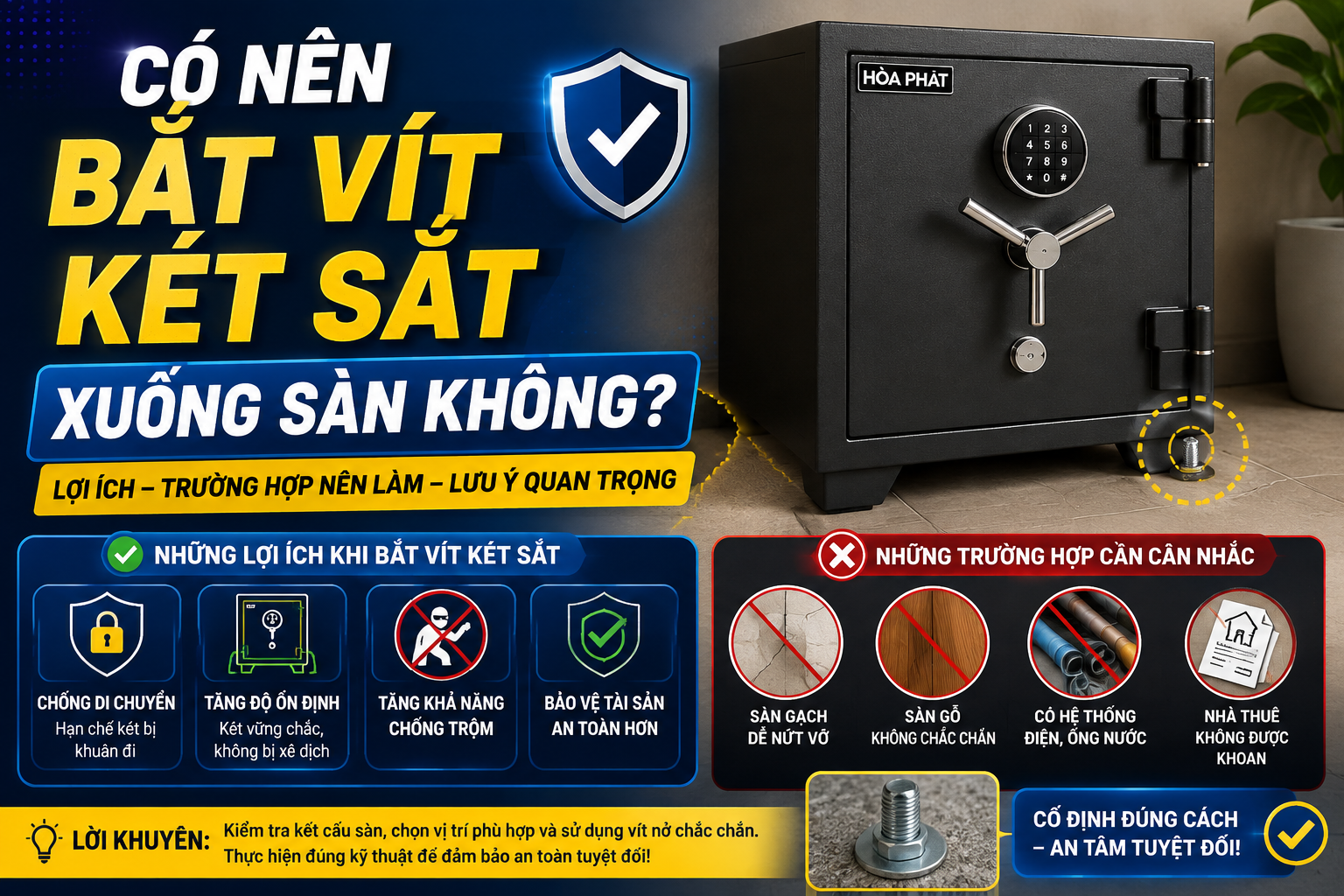 C&oacute; N&ecirc;n Bắt V&iacute;t K&eacute;t Sắt Xuống S&agrave;n? Khi N&agrave;o N&ecirc;n Cố Định K&eacute;t?