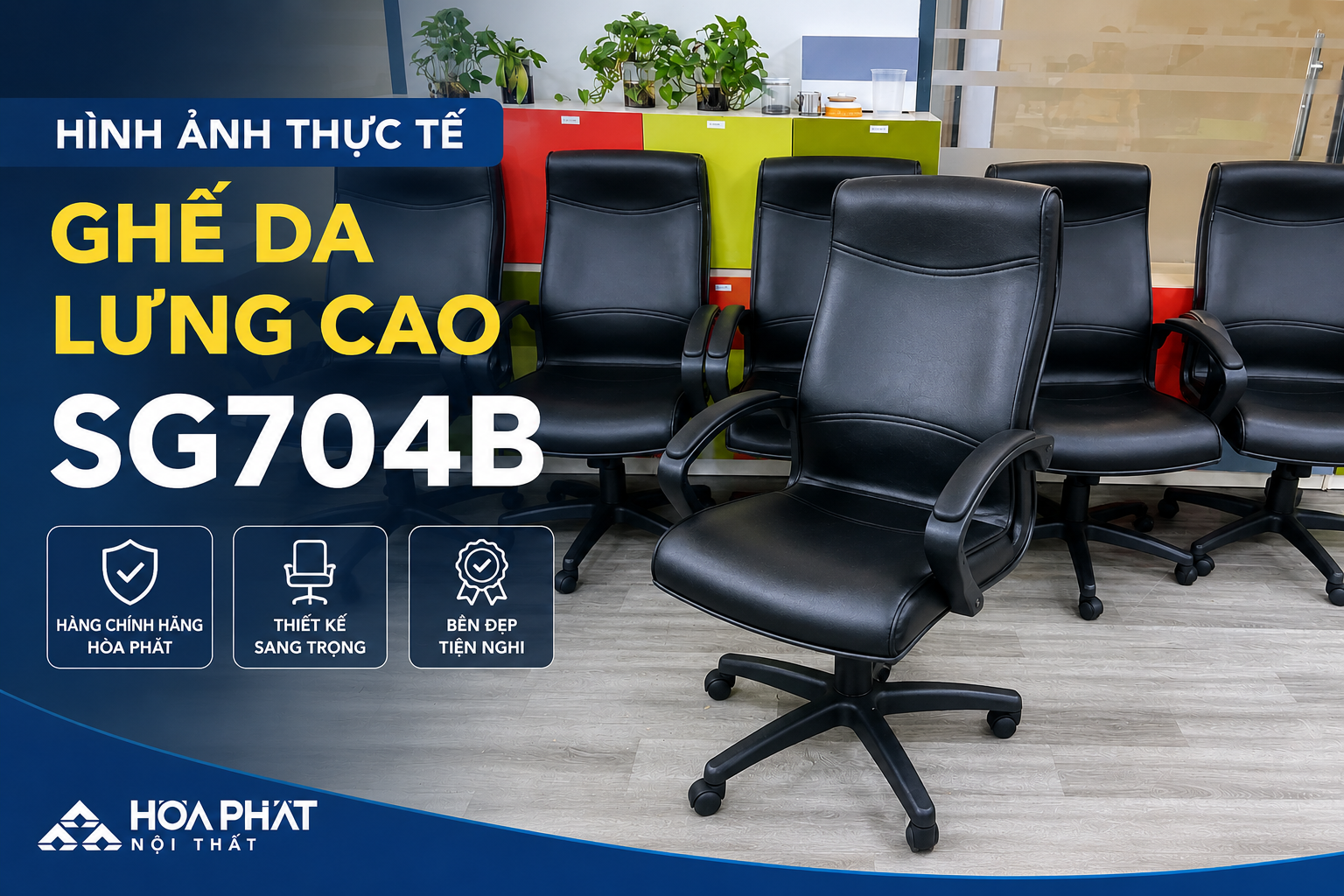 H&igrave;nh ảnh thực tế Ghế da lưng cao SG704B