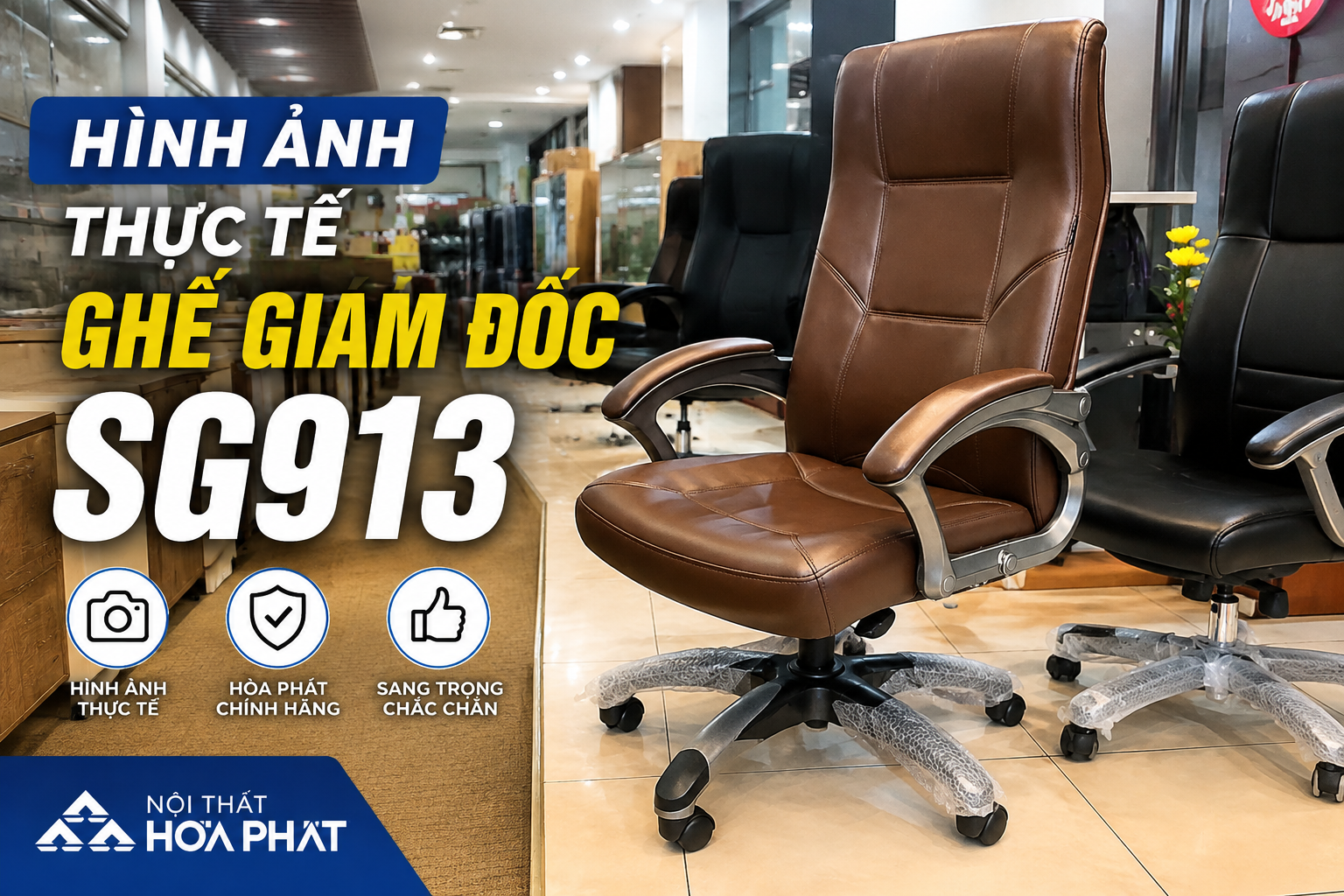 Hình ảnh thực tế Ghế giám đốc SG913 Hòa Phát