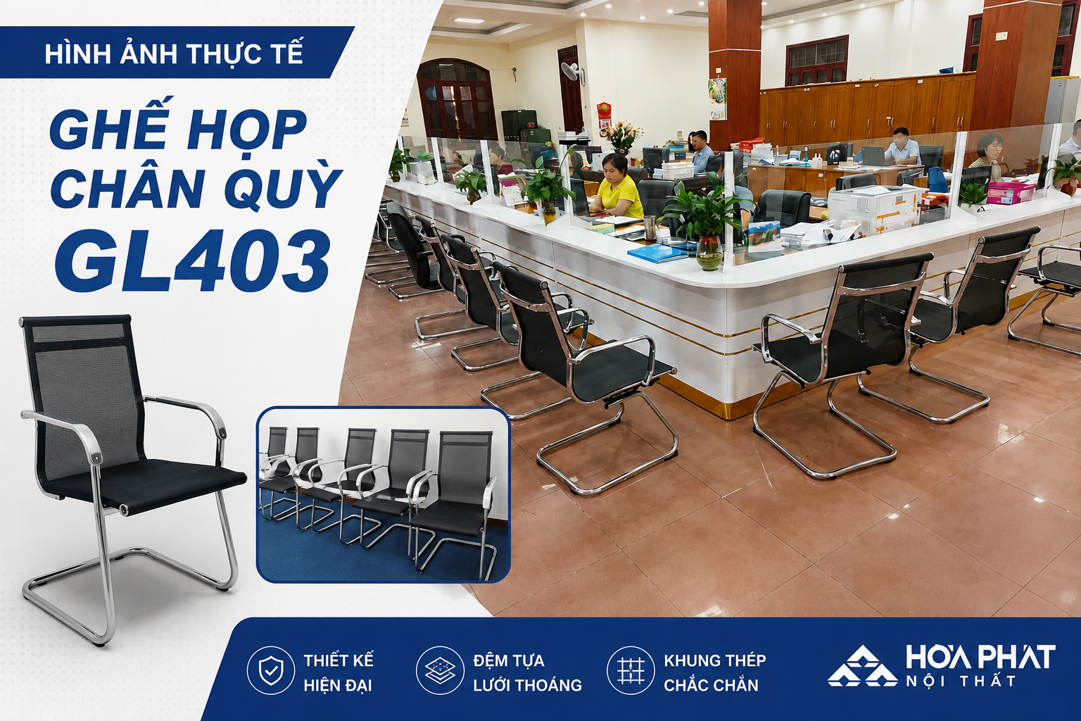 H&igrave;nh ảnh thực tế Ghế họp ch&acirc;n quỳ GL403