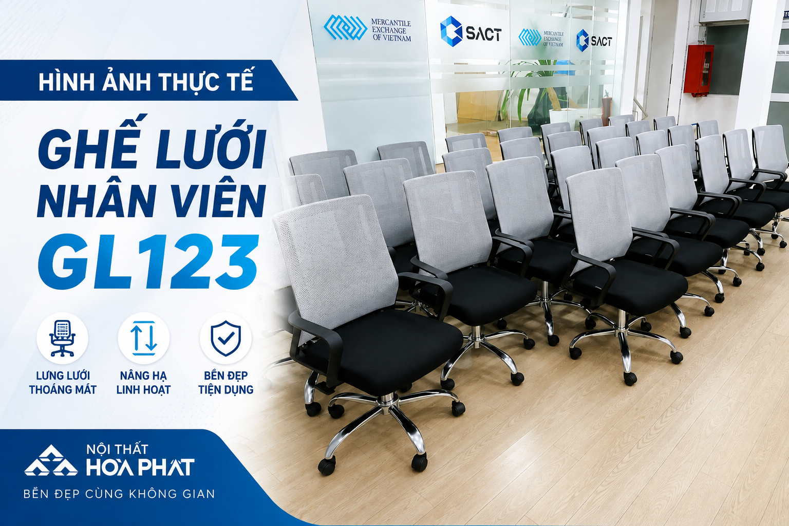 Hình ảnh thực tế Ghế lưới nhân viên GL123